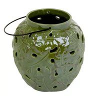Świeczniki - Lampion ceramiczny Tropic 18 x 18 x 18 cm zielony MY HOME - miniaturka - grafika 1