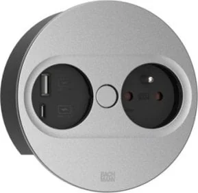 Bachmann BACHMANN TWIST 2 1xUTE 1xUSB A/C 22W 0.2m GST18 srebrny okrągły - Gniazdka elektryczne - miniaturka - grafika 1