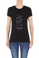 Koszulki i topy damskie - Armani Exchange Damska koszulka slim fit, Big Logo Print, czarna, Large, czarny, L - miniaturka - grafika 1
