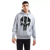 Bluzy męskie - Marvel Męska bluza z kapturem z czaszką Punisher, wrzos szary, XXL - miniaturka - grafika 1