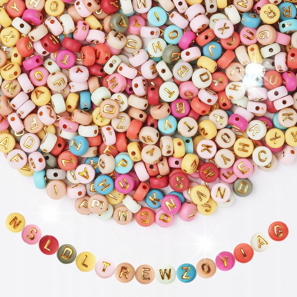 KORALIKI Z LITERAMI DO ROBIENIA BRANSOLETEK 1200x DIY ZESTAW KOLOROWE A-Z