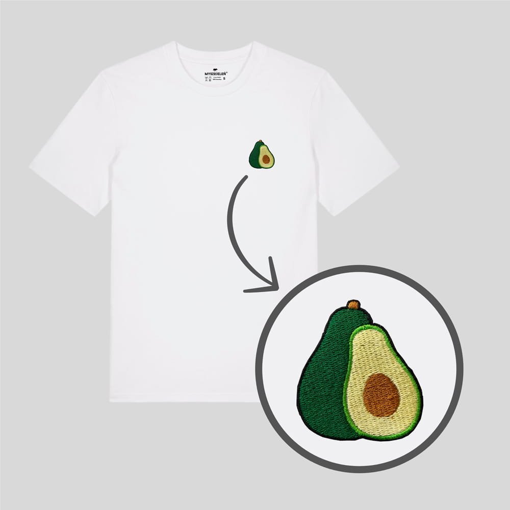 Haftowany T-shirt - AWOKADO - biały M