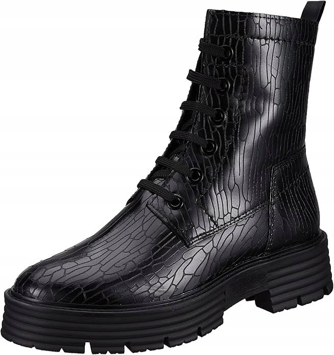 MARCO TOZZI CZARNE BOTKI DAMSKIE Z SKÓRY NATURALNEJ Z TEKSTURĄ 40 6CA