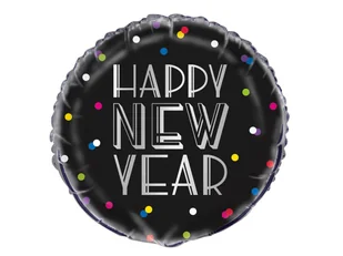 Balon foliowy okrągły Happy New Year - 46 cm - 1 szt. - Balony i akcesoria - miniaturka - grafika 1
