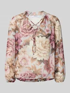 Bluzki damskie - Bluzka o kroju regular fit z dekoltem w serek - miniaturka - grafika 1