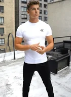 Koszulki męskie - Koszulka Męska Calvin Klein biała haft CK, Idealna dla męża, chłopaka HIT M - miniaturka - grafika 1