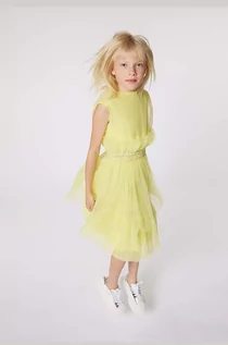 Sukienki i spódniczki dla dziewczynek - Karl Lagerfeld sukienka dziecięca kolor żółty midi rozkloszowana - grafika 1