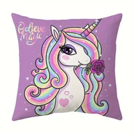 Inne - TEMU Urocza Poszewka na Poduszkę z Jednorożcem i Tęczowym Brokatem - Dekoracyjna Pokrywa na Poduszkę do Sofy, Sypialni i Salonu - Zamek Błyskawiczny, - miniaturka - grafika 1