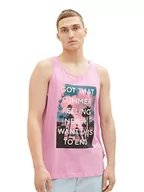 Koszulki męskie - TOM TAILOR Denim Męski 1037204 tank top, 31646-Soft Summer Pink, L, 31646 - Soft Summer Pink, L - miniaturka - grafika 1