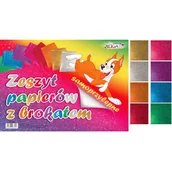 Zeszyty szkolne - Zeszyt papierów brokatowych samoprzylepnych 17x25cm, 8 kolorów ZPBS-6389 ALIGA - miniaturka - grafika 1