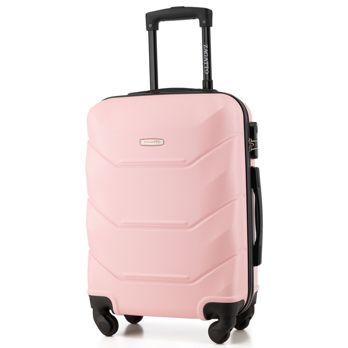 Walizka kabinowa RYANAIR 55x40x20 mała walizka podróżna na kółkach jasnoróżowa ZAGATTO