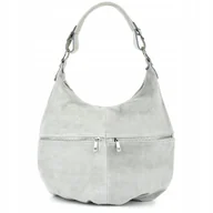 Torby i wózki na zakupy - Skórzana torebka damska A4 worek shopperka torba na ramię skóra zamszowa - miniaturka - grafika 1