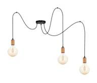 Lampy sufitowe - Żyrandol na lince MIROS 3xE27/60W/230V czarny/miedziany - miniaturka - grafika 1
