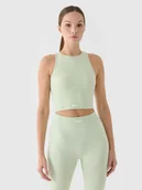 Koszulki sportowe damskie - 4F Crop top treningowy slim szybkoschnący damski - turkusowy M/L - miniaturka - grafika 1