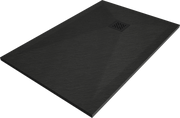 Mexen Stone+ brodzik kompozytowy prostokątny 100 x 80 cm, czarny, maskownica czarna - 44708010-B