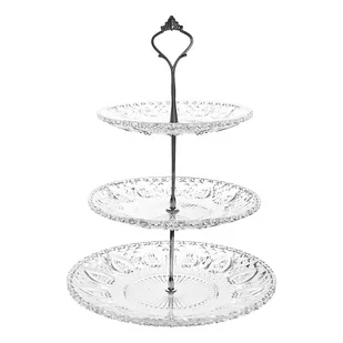 Tadar Szklana 3-Poziomowa Patera Okrągła Catalina 15/20/25 cm - Tace i patery - miniaturka - grafika 1