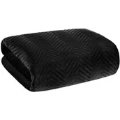 Narzuty - Narzuta welwetowa, 70x160, czarna pikowana w geometryczny wzór, NEP-10 - miniaturka - grafika 1