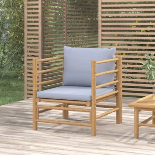Sofa ogrodowa z jasnoszarymi poduszkami, bambusowa Lumarko! - Sofy ogrodowe - miniaturka - grafika 1