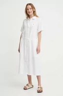Sukienki - Tommy Hilfiger sukienka lniana kolor biały midi rozkloszowana WW0WW41911 - miniaturka - grafika 1