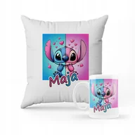 Gadżety dla niej i dla niego - ZESTAW PODUSZKA + KUBEK Prezent Bajka Lilo i Stich + IMIĘ - miniaturka - grafika 1