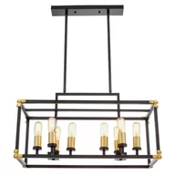 Lampy sufitowe - Lumina Deco Deco LAMPA WISZĄCA LOFT CZARNO-MOSIĘŻNA WALDORF W8 DECO LDP 1140-8 (BK+MD) - miniaturka - grafika 1