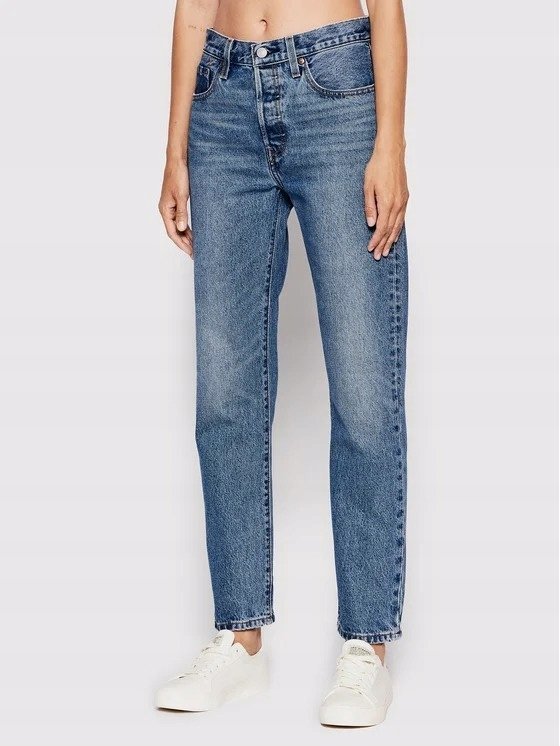 LEVI'S JEANSY MOM JEANS W NIEBIESKIM KOLORZE Z WYSOKIM STANEM 23/26 17CA