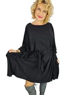 Sukienki - Brokatowa Sukienka tunika motyl wiązana w pasie ELENA - miniaturka - grafika 1