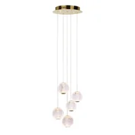 Lampy sufitowe - Italux Wisząca LAMPA kaskada ROSARIO PND-12220121-5A-GD okrągła OPRAWA szklany ZWIS LED 21W 3000K glamour przezroczysty PND-12220121-5A-GD - miniaturka - grafika 1