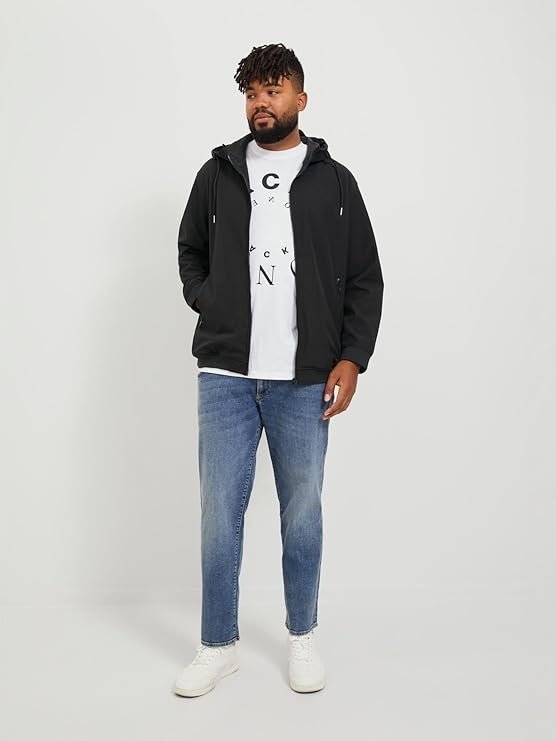 JACK&JONES PLUS SIZE KURTKA MĘSKA Z KAPTUREM I ZAMKIEM CZARNA 6XL 17BA