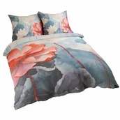 Pościel - Darymex Pościel satynowa 220x200 Kwiaty niebieska czerwona 12406 SATYNLOVE PREMIUM - miniaturka - grafika 1
