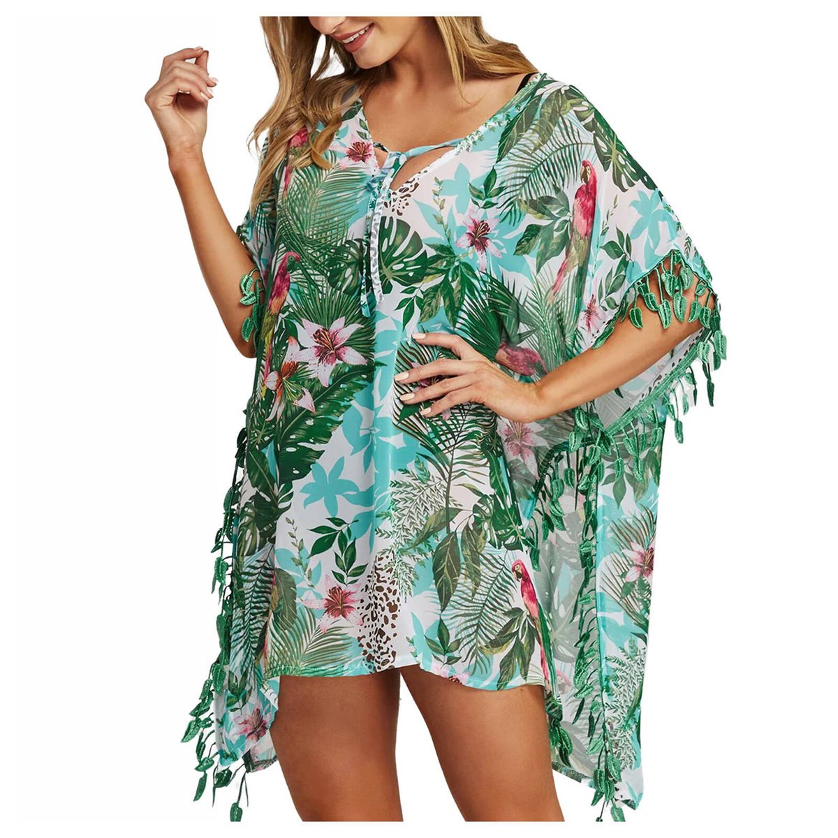 Pareo plażowe w kwiaty sukienka tunika