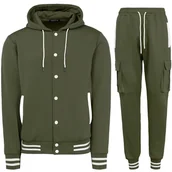 Dresy męskie - Dres męski komplet zielony bojówki i bluza rozpinana z kapturem Recea - miniaturka - grafika 1