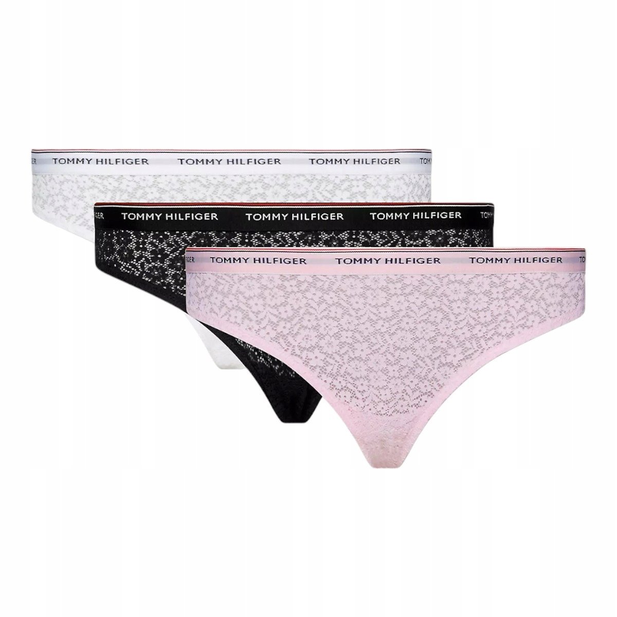 Tommy Hilfiger Bikini Damskie Majtki 3P Czarne/Białe/Różowe R.S