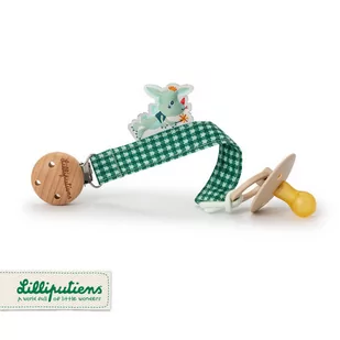 LILLIPUTIENS Zawieszka do smoczka ECO z drewnianym klipsem Smok Joe 0 m+ - Zawieszki dla dzieci i niemowląt - miniaturka - grafika 1