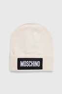 Czapki damskie - Moschino czapka kaszmirowa kolor beżowy wełniana - miniaturka - grafika 1