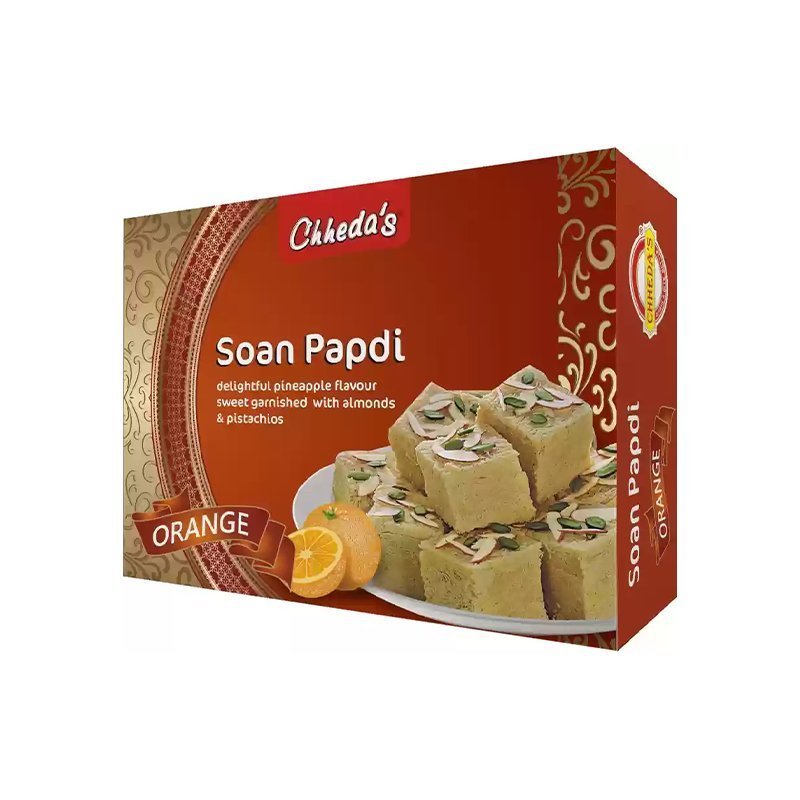 Słodycz indyjski Chheda's Soan Papdi Orange 240 g – cytrusowa nuta