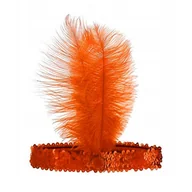 Dodatki do strojów karnawałowych - OPASKA Z PIÓREM RETRO LATA 20 POMARAŃCZOWA IMPREZOWA KARNAWAŁOWA - miniaturka - grafika 1