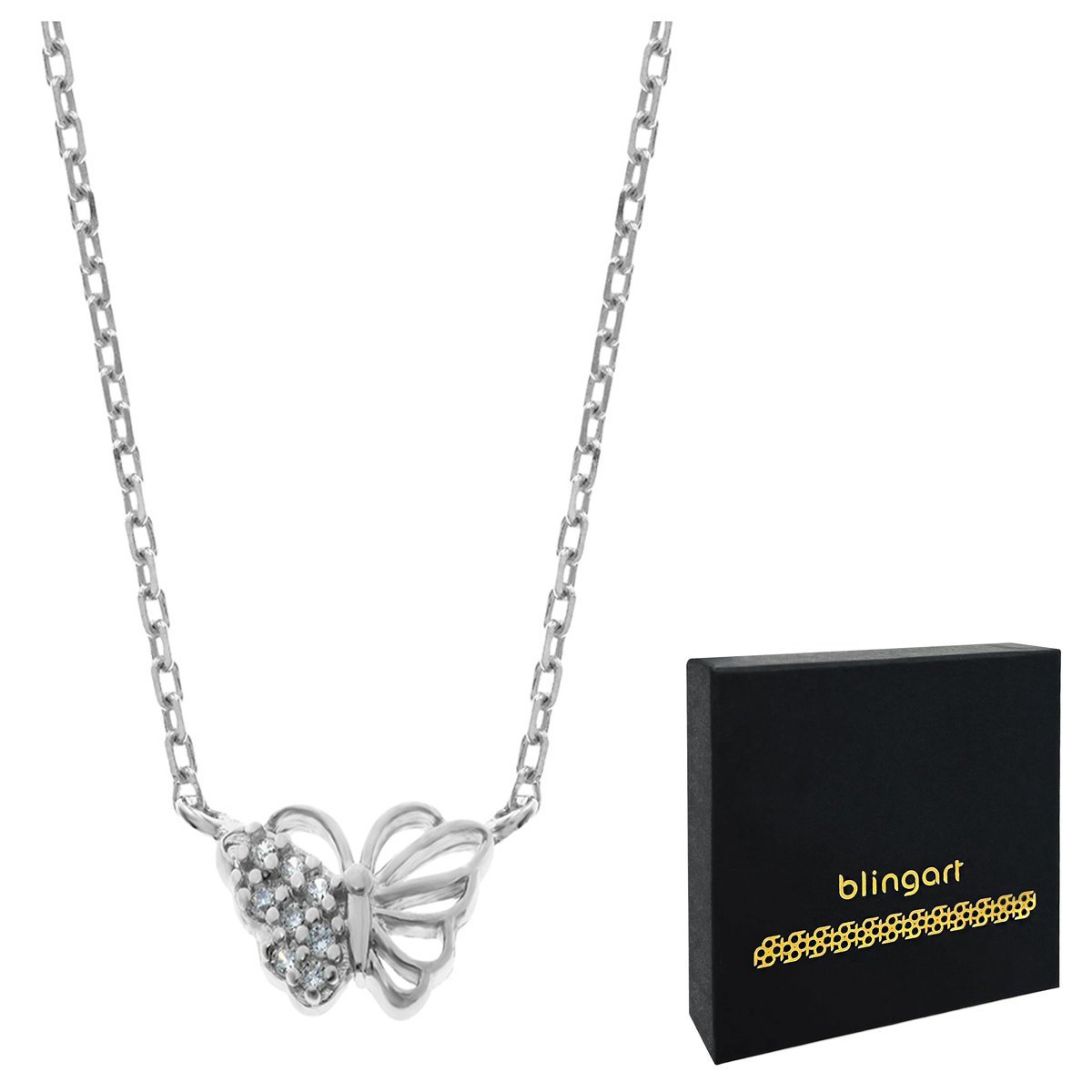 Łańcuszek celebrytka damska MOTYL srebro