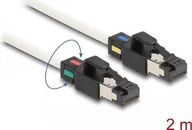 Kable miedziane - Kabel sieciowy Delock RJ45 męski-męski Cat.6A S/FTP z obrotowym kodowaniem kolorystycznym 2 m biały (80170) - miniaturka - grafika 1