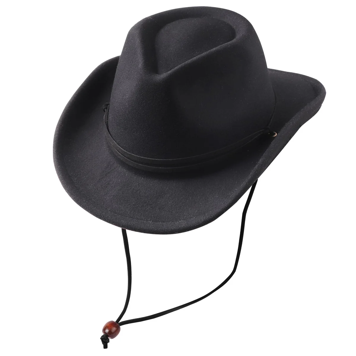 DRESHOW Kowbojski Kapelusz dla Chłopców i Dziewczynek Klasyczna Zachodnia Filcowa Fedora Zapięcie na Pasek Retro Panama Kapelusze ze smyczą wiatrową..