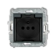 Gniazdka elektryczne - Karlik Gniazdo pojedyncze z uziemieniem IP44 grafit 28MGPB-1zdp - miniaturka - grafika 1