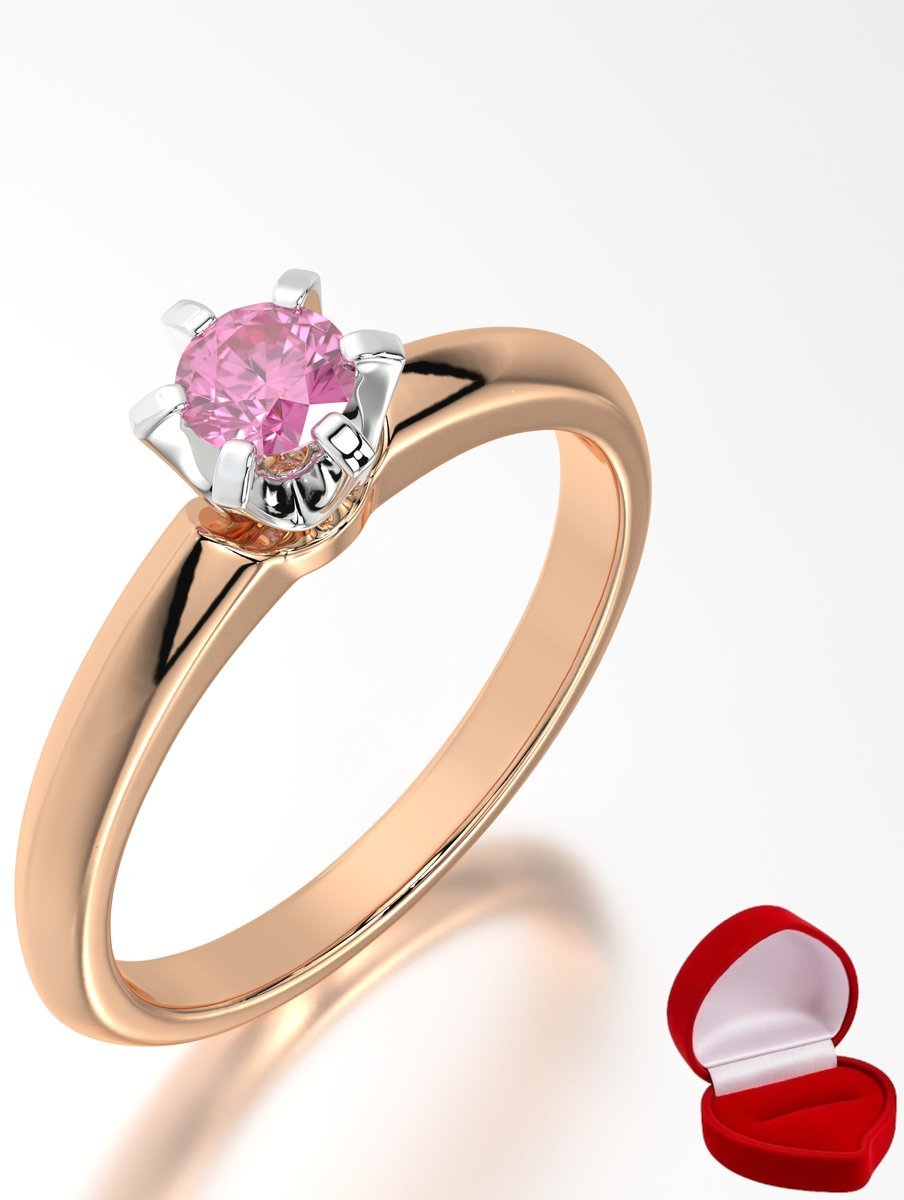 ZŁOTY PIERŚCIONEK ZARĘCZYNOWY 585 14k SZAFIR 0,19 ct RÓŻOWE ZŁOTO R23