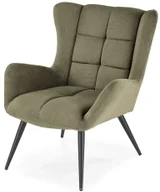 Fotele - Skandynawski oliwkowy fotel uszak - Arveno - miniaturka - grafika 1