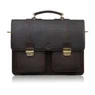 Teczki i aktówki - Teczka męska na dokumenty skórzana aktówka podróżna brązowa AY-03-BR - miniaturka - grafika 1