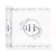 Balony i akcesoria - Bieżnik obrus komunijny IHS Eukaliptus na komunie - miniaturka - grafika 1