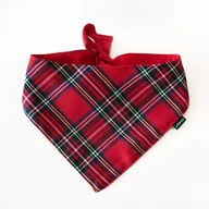 Ubranka dla psów - Bandamka świąteczna dla psa, wiązana chusteczka w szkocką kratę Tartan-M - miniaturka - grafika 1