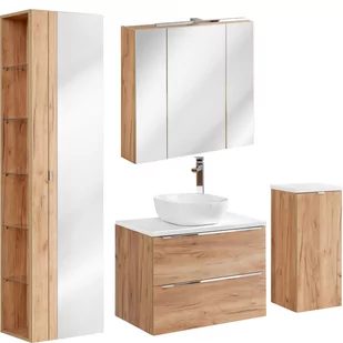 Zestaw Mebli do Łazienki Set 80 cm Capri Oak Comad Dąb Craft Złoty - Meble łazienkowe - miniaturka - grafika 1