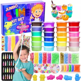 SLIME DUŻY ZESTAW XXL DO ROBIENIA GLUTÓW DLA DZIECI MASA PLASTYCZNA 120w1 - Masy plastyczne - miniaturka - grafika 1
