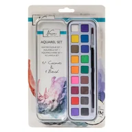 Farby i media malarskie - Icom Polska Aquarel zestaw + 1 pędzelek w puszce 18 kolorów - miniaturka - grafika 1
