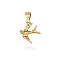 Wisiorki - Srebrny charms beads zawieszka jaskółka, srebro 925 : Srebro - kolor pokrycia - Pokrycie żółtym 18K złotem, Wariant - Zawieszka - miniaturka - grafika 1